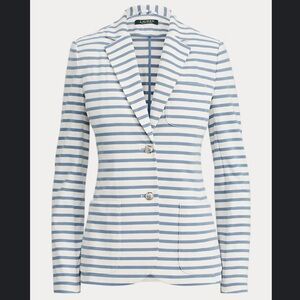 Ralph Lauren Striped Jersey Blazer Blue and White